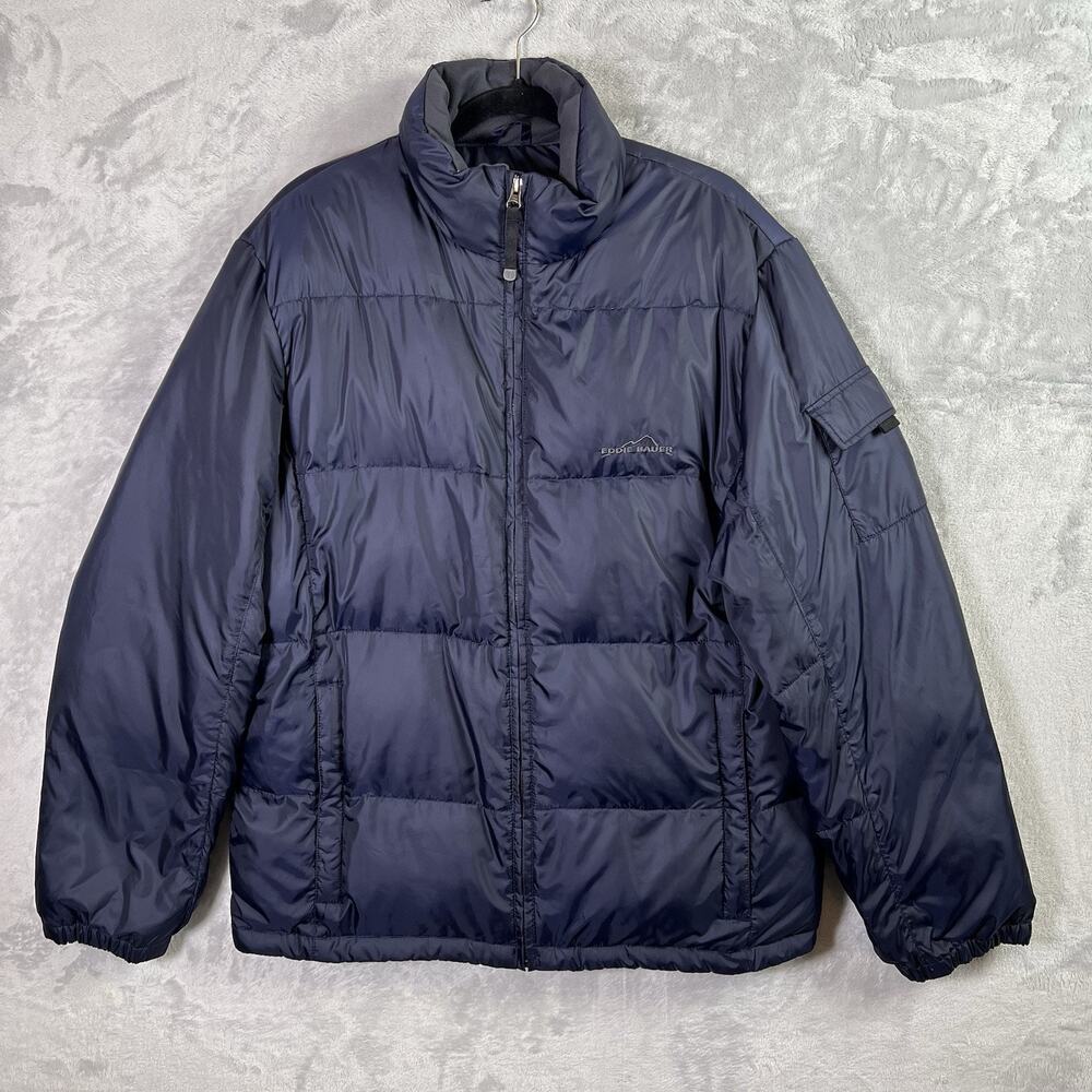 Eddie Bauer Premium Goose Down Jacket Women's Medium Navy Blue‎ Full Zip